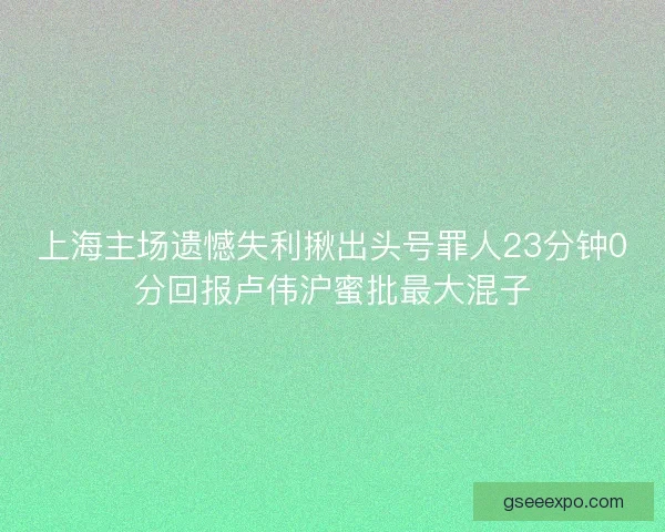 上海主场遗憾失利揪出头号罪人23分钟0分回报卢伟沪蜜批最大混子