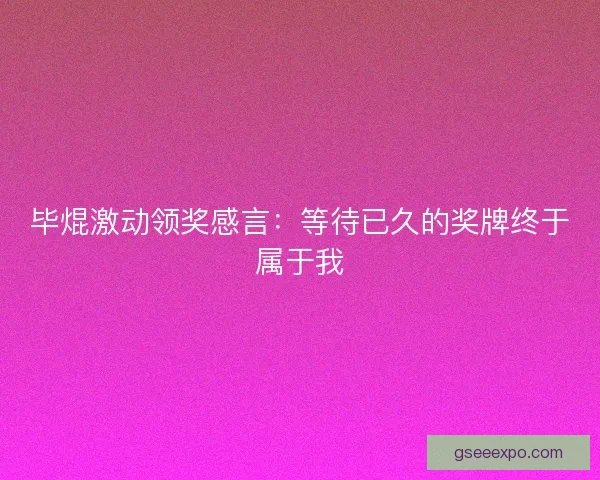 毕焜激动领奖感言：等待已久的奖牌终于属于我